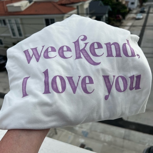 NWT WILDFOX Intimates white long slv top "Weekend, I love you" sz L comfy - Picture 2 of 12